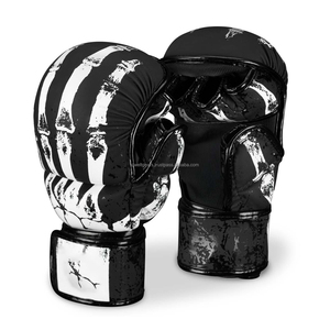 Elite Sanda Cage Fighting Gloves PU Leather Breathable Half Finger <b>Open</b> Palm Grip Hook Loop Closure for Training Sparring Custom - Product Image 1