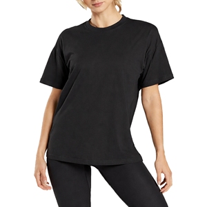 T-shirt décontracté d'été pour femme, uni, coupe ample, col rond, 60 % coton, 40 % polyester, écologique, doux, respirant, séchage rapide - Product Image 2