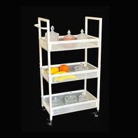 Chariot à roulettes en métal à 4 niveaux pour épices en verre Supports de rangement et étagère avec roue pour cuisine salon