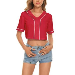 Maillot de baseball court style manches courtes vente à chaud matériau durable anti-rides maillot de baseball pour femmes avec prix de gros - Product Image 2