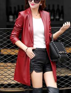 Red Color Premium Made Lambskin Leather Jacket for Women 2023 Customized Breathable High Quality Good Quality Coat - Product Image 4