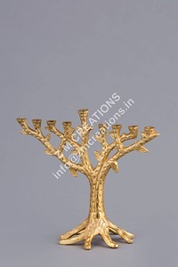 เชิงเทียนโลหะโบราณสำหรับตกแต่งชาวยิวที่วางเทียนทำด้วยมือทองเหลืองทอง35ซม. สำหรับใช้ในบ้านและศาสนา - Product Image 2