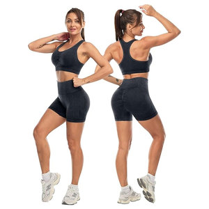 Ensemble de shorts de yoga taille haute du fabricant pakistanais soutien-gorge de fitness respirant avec bretelles logo personnalisé OEM disponible à bas prix - Product Image 6