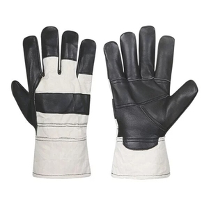 Gants de travail en cuir de vachette fendu pour travaux de construction, protection, jardinage, poignet en toile, antidérapants, résistants à la chaleur, respirants - Product Image 1