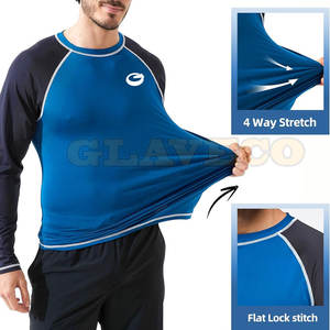 เสื้อรัดกล้ามเนื้อผู้ชายสีพื้น ดีไซน์ใหม่ ขายส่งราคาถูก คุณภาพสูง ป้องกันแสงแดด UPF50+ เป็นมิตรกับสิ่งแวดล้อม แห้งเร็ว ระบายอากาศได้ดี - Product Image 2