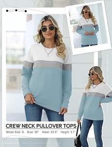 Sweat-shirts amples en molleton pour femmes, col rond, manches longues, 100 % coton, pour l'hiver - Product Image 4
