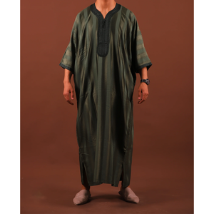 Broderie Modeste Musulman Thobe Style Traditionnel Marocain À Manches Courtes Col Haut MAXI Longueur Vêtements Pour Hommes Toutes Saisons - Product Image 6