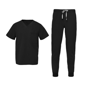 Hospital Men's <b>Scrub</b> <b>Tops</b> Cotton Polyester Spandex Stretchy Seamless Fusing Soft Comfortable Uniform Sets - Product Image 3