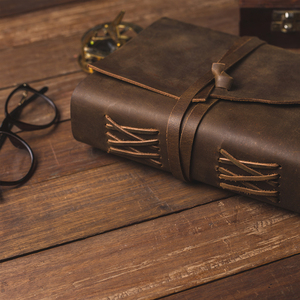 High Quality Custom Diary in Leather Journal Travel Leather Diary Brass C-<b>lock</b> Thread Sewing Diary for Gift's OEM & FBA Product - Product Image 6