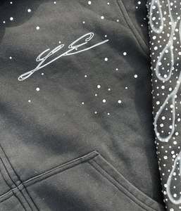 Chándales de diseño personalizado con cremallera y diamantes de imitación, ropa de calle de Otoño de alta calidad, chándales holgados negros Unisex, conjuntos de Jogger de 2 piezas para invierno - Product Image 5