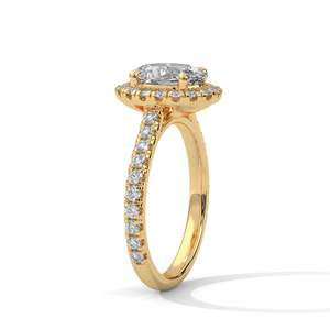 Anillo de Compromiso Ovalado con Halo de Diamantes de Laboratorio, 2ct VVS EF CVD, Anillo de Oro Sólido, Anillo con Halo Oculto, Amarillo, Rosa y Blanco - Product Image 5