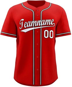 Vente en gros de maillots de baseball de softball rouge personnalisables maillot de baseball uni pour hommes en chemise disponible à la vente - Product Image 5
