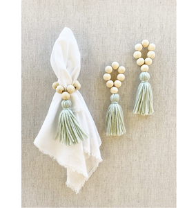 Anneaux de serviette en bois perlé décor de Festival merci donnant rond de serviette 2 pièces ensemble porte-anneau de serviette en bois - Product Image 5