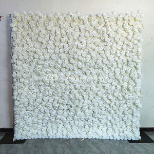 Floral Wall 3D Roll up Hanging Ivory Rose luxury high end flower wall high quality Flower Wall for Wedding Backdrop - Product Image 3