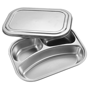 BANDEJA DE ALIMENTOS INOXIDABLE 5 COMPARTIMENTOS BANDEJA DE ALIMENTOS DE ACERO METÁLICO COLUMNA SERVIDOR DE ALIMENTOS PARA COCINA - Product Image 4
