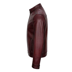 Chaqueta de invierno para hombre de alta calidad hecha a medida piel de vaca cuello soporte de cuero exterior lona fina servicio OEM disponible - Product Image 4