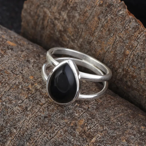 ขายดีที่สุดแหวนเงินสเตอร์ลิงทำด้วยมือแหวนพลอยโอนิกซ์สีดำเครื่องประดับคริสเตียนโบฮีเมียน - Product Image 2