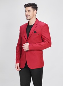 Vente en gros de blazers classiques rouges pour hommes, pour le travail au bureau, les événements et le style tendance, disponibles au prix d'usine en provenance d'Inde - Product Image 2