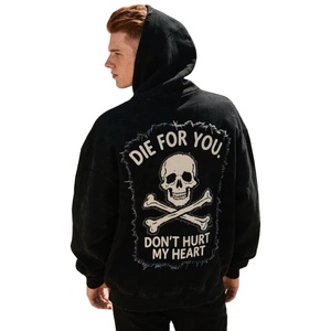 Unisex Y2K Men's Hoodie 3D Puff Printing Letter <b>White</b> <b>Zip</b>-<b>Up</b> Pullover Oversized 100% Cotton for Autumn Winter - Product Image 3