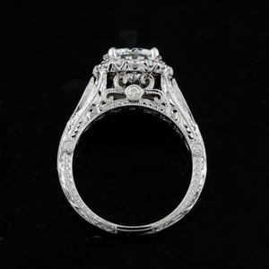 Anillo de Halo Vintage de plata 925 con diamante de corte redondo cultivado en laboratorio de 1 quilate, estilo antiguo, joyería fina sostenible, regalo perfecto para ella - Product Image 4
