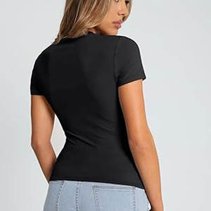 Paquete de 6 camisetas cortas de manga corta para mujer, camisetas informales de entrenamiento atlético para Yoga, correr, gimnasio, camisetas holgadas para mujer - Product Image 1