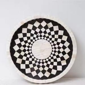 Bandeja de servicio con incrustaciones de madreperla y hueso Floral personalizada de alta calidad, bandeja de madera Natural hecha a mano para el hogar, Hotel - Product Image 4