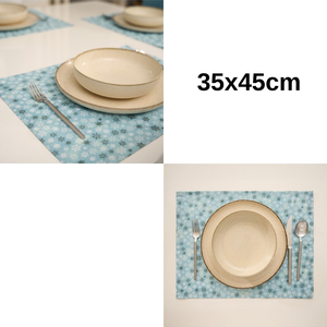 Juego de 7 Manteles Individuales de Algodón 100% Azul con Diseño de Nieve, 35x45cm, Lavables, con Técnicas de Impresión para Uso Doméstico - Product Image 5
