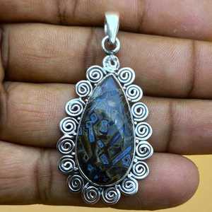 Collar con colgante de estilo minimalista de Plata de Ley 925, diseño del Suroeste, piedra preciosa de ágata, colgantes y dijes finos de un tipo - Product Image 3