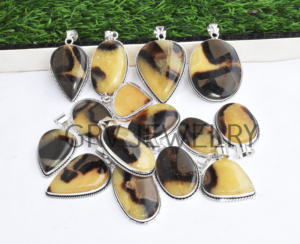 Lot en gros de pendentifs bohèmes ethniques faits à la main en argent sterling 925 avec pierre précieuse septarienne jaune naturelle GRV Bijoux de fiançailles - Product Image 5