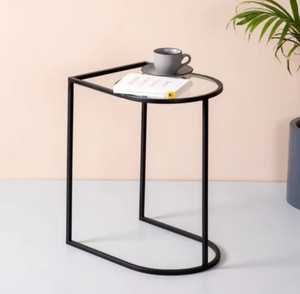 Table basse ronde moderne de style tambour noir ardoise meubles de maison avec cadre en métal pour le salon - Product Image 4