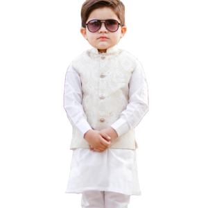 Niños Shalwar Kameez con chaleco Niños Algodón largo Tradicional Eid Traje de fiesta de boda - Product Image 1