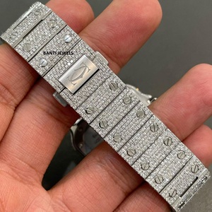 Luxury <b>Stainless</b> <b>Steel</b> Square Antique Iced Out Moissanite Watch VVS Hip Hop <b>Jewellery</b> Diamond 20mm Glass - Product Image 2