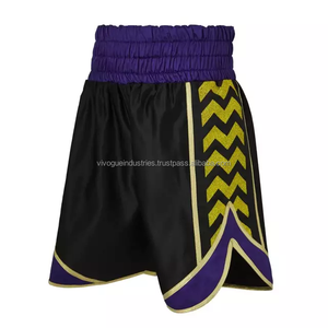 Pantalones cortos de Muay Thai de Color negro personalizados para hombres, pantalones cortos de Muay Thai bordados para entrenamiento de boxeo, pantalones cortos de Muay Thai para sublimación de boxeo - Product Image 6