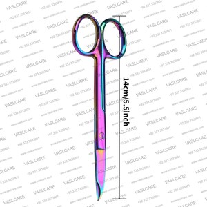 Tijeras de punto de sutura Premium de 14cm | Instrumento quirúrgico con revestimiento de titanio arcoíris con gancho delicado de Vaslcare - Product Image 2