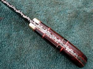 Couteau de skinner en acier Damas fait à la main avec manche en bois de rose et gaine en cuir supporté par l'OEM - Product Image 5