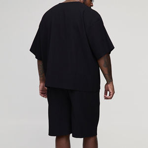 New arrived 2025 oversized t-shirt & short set for Men 2 Piece Jogging Suit solid colour streatwear hip hop tracksuit for men's - Product Image 3