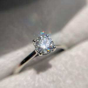 6mm Brilliant Cut Lab Created Diamond Engagement <b>Ring</b> | Classic 4-Prong <b>Solitaire</b> | Sterling <b>Silver</b> 18K Gold Plated <b>Ring</b> - Product Image 1