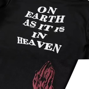 Sweat à capuche unisexe en molleton épais 100 % coton lavé et imprimé, style vintage streetwear, avec poche et impression en relief, basique - Product Image 2