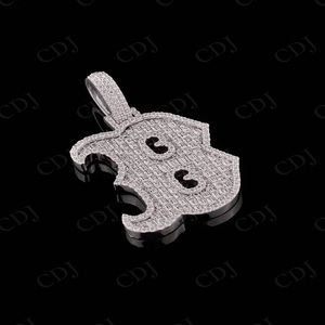 Corte redondo y corte Baguette VVS Moissanite plata esterlina chapado en oro sólido Hip Hop Full Iced Out Custom B Letter colgante para hombres - Product Image 1