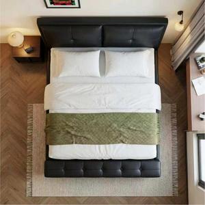 Base de Cama de Cuero Vegano con Colchón de Látex y Resortes, Caja Alta con Sistema de Elevación a Gas, Estructura de Madera Sólida, Tamaño King, Juego de <span class=keywords><strong>Dormitorio</strong></span> - Product Image 2