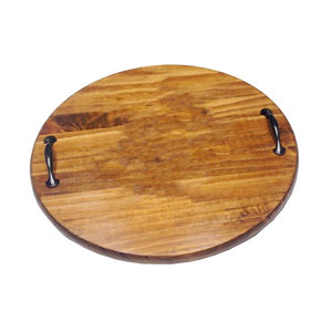 2025 plateau de service en bois tendance avec poignées en métal décor de couleur naturelle pour la nourriture et le thé servant une table en bois plateau de forme ronde - Product Image 1