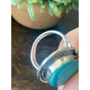 Handmade <b>Boho</b> Royston Turquoise & Sterling <b>Silver</b> <b>Ring</b> Navajo Made Gemstone Jewelry for Everyday Wear Size 8.25 - Product Image 6
