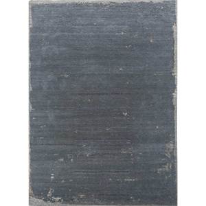 Tapis Urban Pause Kavi bleu en laine nouée à la main et soie de bambou, couleur unie AKWB-316 pour usage domestique - Product Image 1