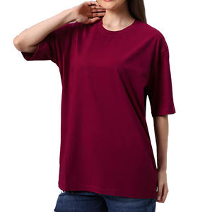Camisetas de gran tamaño con cuello redondo de media manga de alta calidad para mujer, camisetas sólidas de talla grande con logotipo de verano informal para mujer - Product Image 4