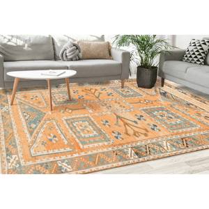 Vintage Design Printed <b>Rug</b> with Moroccan Geometric Aztec Pattern,<b>Chenille</b> <b>Rug</b> - Product Image 4