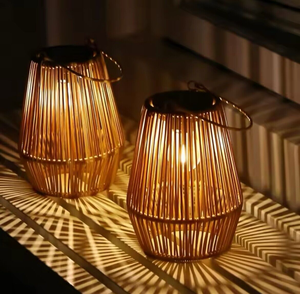 Luces solares de ratán, luces solares hechas de materiales naturales, luces hechas a mano, decoración del hogar, decoración ecológica del hogar, venta al por mayor. - Product Image 1