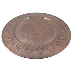 Vaisselle de table et de cuisine Assiette de service ronde en cuivre antique Plat et plateau pour servir - Product Image 1
