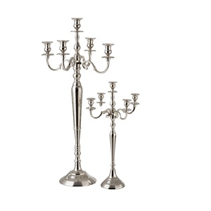 Candelabre en métal vintage de luxe à 5 bras, fait à la main, plaqué argent, pour la décoration de la maison et des mariages, centre de table - Product Image 1