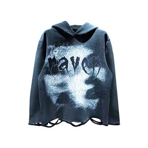 Fabricants sur mesure, sweat-shirt d'hiver 100% coton, tissu lourd, coupe et couture, broderie, patch, effet délavé, homme, lavage à l'acide - Product Image 2