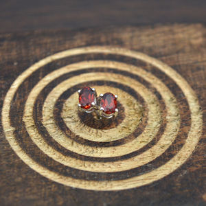 Trendy 925 Sterling Silver Stud <b>Earrings</b> Oval Cut Red <b>Garnet</b> Gemstone for Wedding Anniversary Party-Women's Jewelry Supplier - Product Image 4